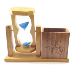 Часы песочные с подставкой для ручек синий песок(19х15х5,5 см), K332235 - фото товара