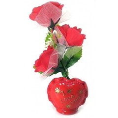 Ваза роза керамическая с сердечком (22х9х5,5 см)C, K323955C - фото товара