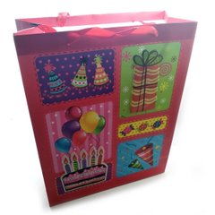 Пакет подарунковий картонний з аплікацією "Happy Birthday" (30х38х12 см), K332145 - фото товару